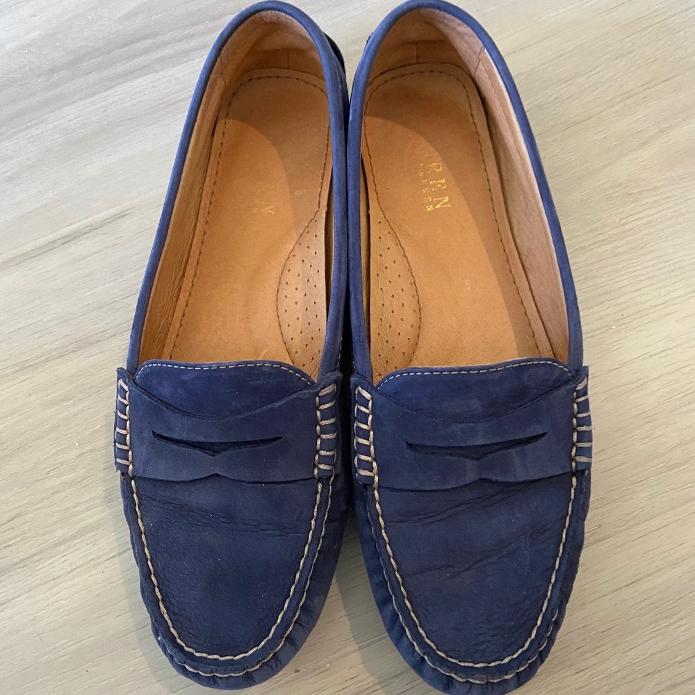 Ralph Lauren Women's Blue Suede Driving Moccasins